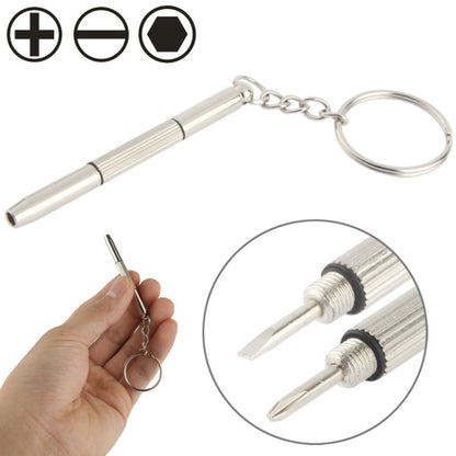 Outil de réparation de mini tournevis professionnel 3 en 1 avec porte-clés pour montre/téléphone portable/appareil photo/lunettes (fente + Phillips + Allen)
