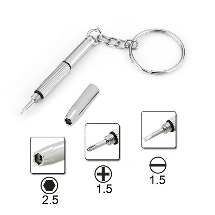 Tournevis professionnel 3 en 1 (croix 1,5, droit 1,5, écrou étoile M2,5) outil de réparation avec porte-clés pour smartphone, montres, lunettes