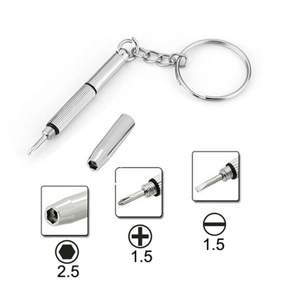 Tournevis professionnel 3 en 1 (croix 1,5, droit 1,5, écrou étoile M2,5) outil de réparation avec porte-clés pour smartphone, montres, lunettes
