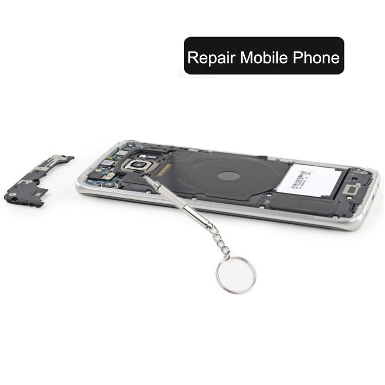 Tournevis professionnel 3 en 1 (croix 1,5, droit 1,5, écrou étoile M2,5) outil de réparation avec porte-clés pour smartphone, montres, lunettes
