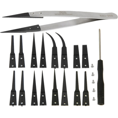 Pincettes antistatiques remplaçables 9 en 1 avec tournevis cruciforme