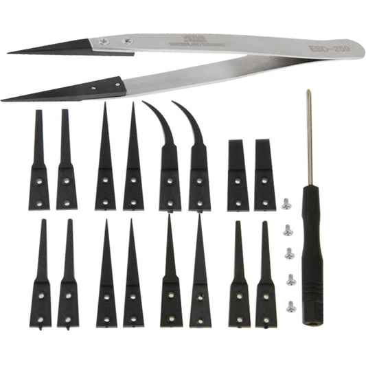 Pincettes antistatiques remplaçables 9 en 1 avec tournevis cruciforme
