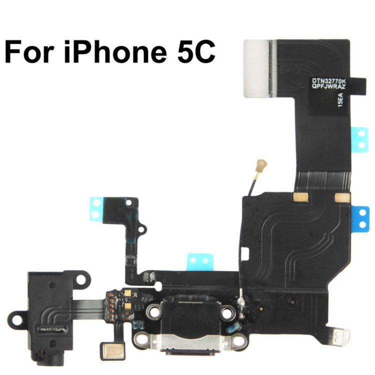 Câble flexible 2 en 1 pour iPhone 5C (chargeur de connecteur arrière d'origine + ruban de prise audio pour casque d'origine)