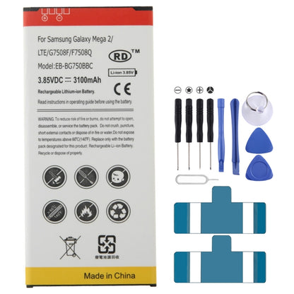 Batterie Li-ion rechargeable EB-BG750BBC 3,85 V/3100 mAh pour Galaxy Mega 2/LTE/G7508F/F7508Q