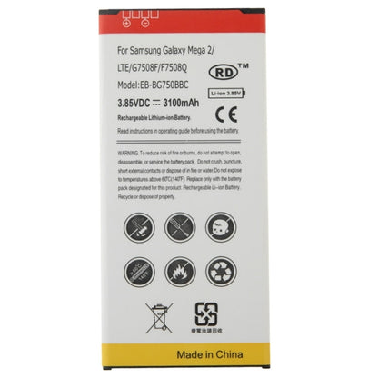 Batterie Li-ion rechargeable EB-BG750BBC 3,85 V/3100 mAh pour Galaxy Mega 2/LTE/G7508F/F7508Q