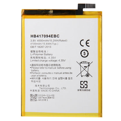 IPartsBuy HB417094EBC batterie li-polymère rechargeable de haute qualité 4000 mAh pour Huawei Ascend Mate 7