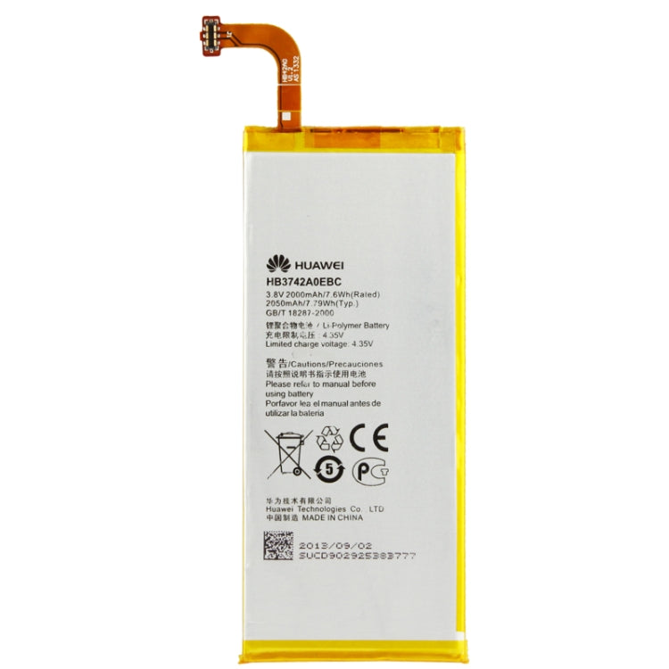 Batterie de remplacement 2000 mAh pour Huawei Ascend P6 (or)