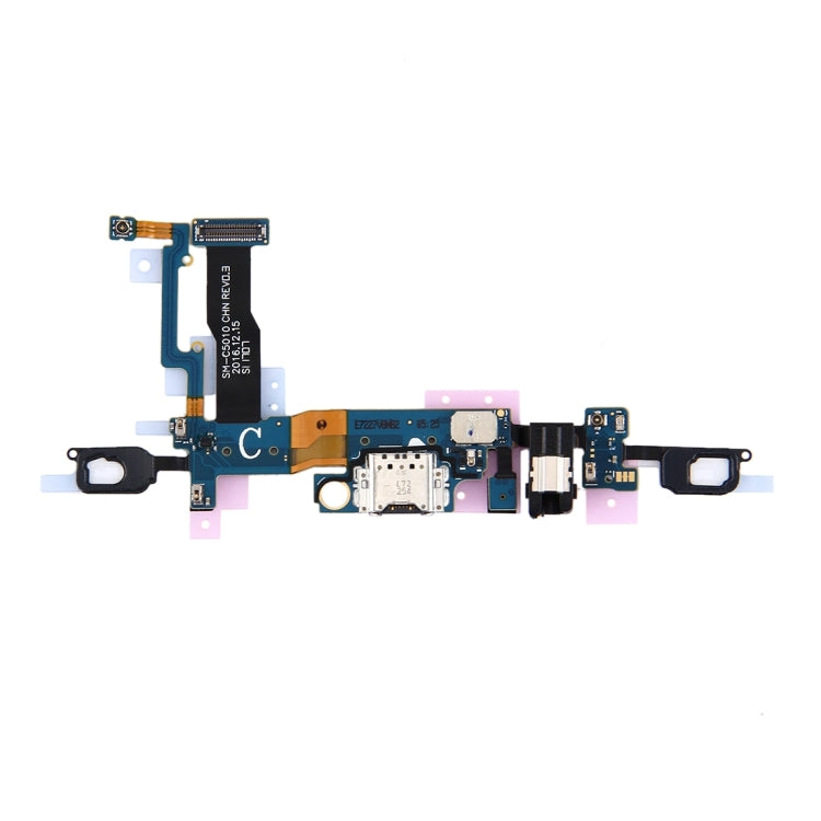 Pour Port de chargement Galaxy C5 Pro/C5010 + bouton d'accueil + câble flexible de prise pour écouteurs