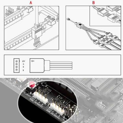 Câble d'extension de refroidissement pour carte mère AURA RGB, 3 broches 5V 1 à 4, pour Asus
