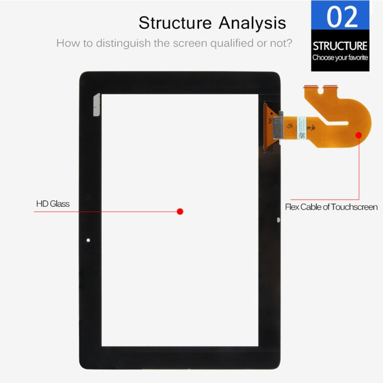 Numériseur d'écran tactile pour ASUS Pad MeMO FHD 10 / ME301 / ME302 / ME302C / ME302KL / K005 / 5449N / K00A