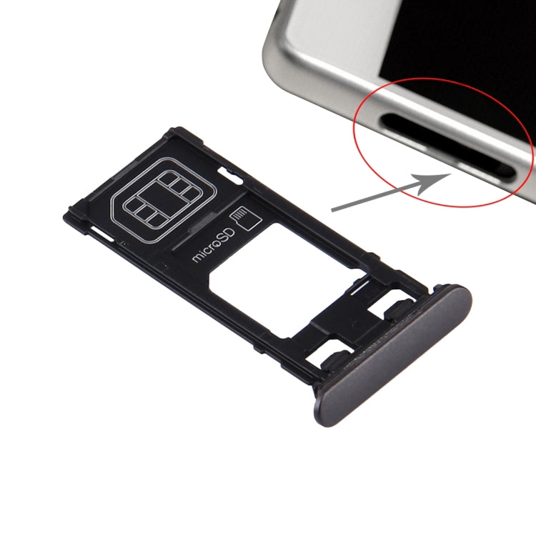 Plateau de carte SIM + plateau de carte Micro SD + bouchon anti-poussière de port de fente de carte pour Sony Xperia X (version SIM unique)