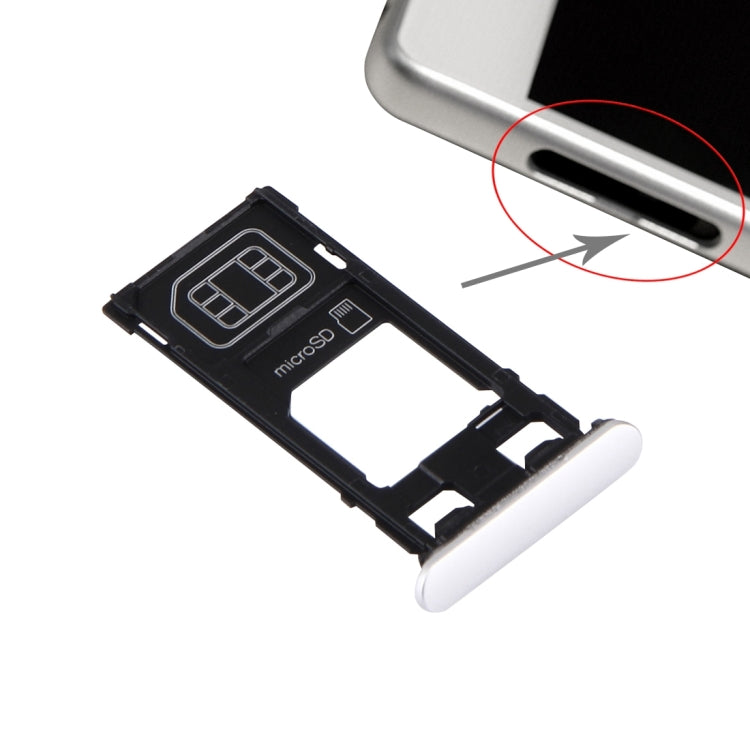 Plateau de carte SIM + plateau de carte Micro SD + bouchon anti-poussière de port de fente de carte pour Sony Xperia X (version SIM unique)