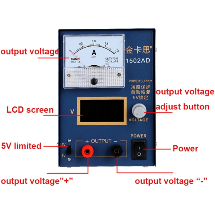 Kaisi KS-1502AD 15V 2A DC régulateur de tension d'alimentation stabilisateur ampèremètre réglable outils de réparation d'alimentation, prise ue