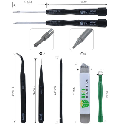 8 en 1 MEILLEUR BST-609 Kit d'outils de réparation de téléphone portable Outils d'ouverture