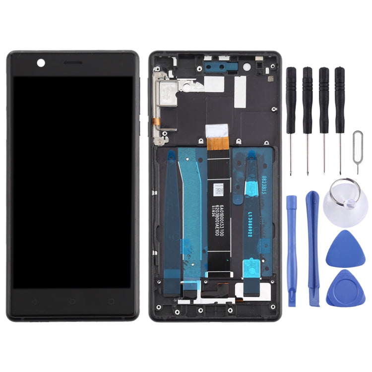 Écran LCD et numériseur complet avec cadre et touches latérales pour Nokia 3 TA-1032
