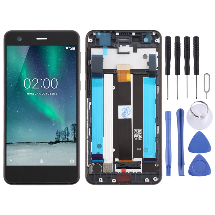 Écran LCD et numériseur assemblage complet avec cadre et touches latérales pour Nokia 2 N2 TA-1007 TA-1029 TA-1023 TA-1035 TA-1011