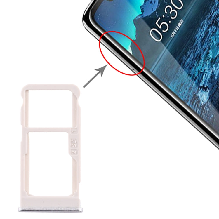 Plateau de carte SIM + plateau de carte SIM/plateau de carte Micro SD pour Nokia 5.1 Plus/X5 TA-1102 TA-1105 TA-1108 TA-1109 TA-1112 TA-1120 TA-1199