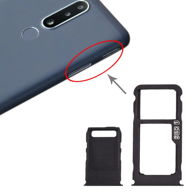 Tiroir Carte SIM + Tiroir Carte SIM + Tiroir Carte Micro SD pour Nokia 3.1 Plus