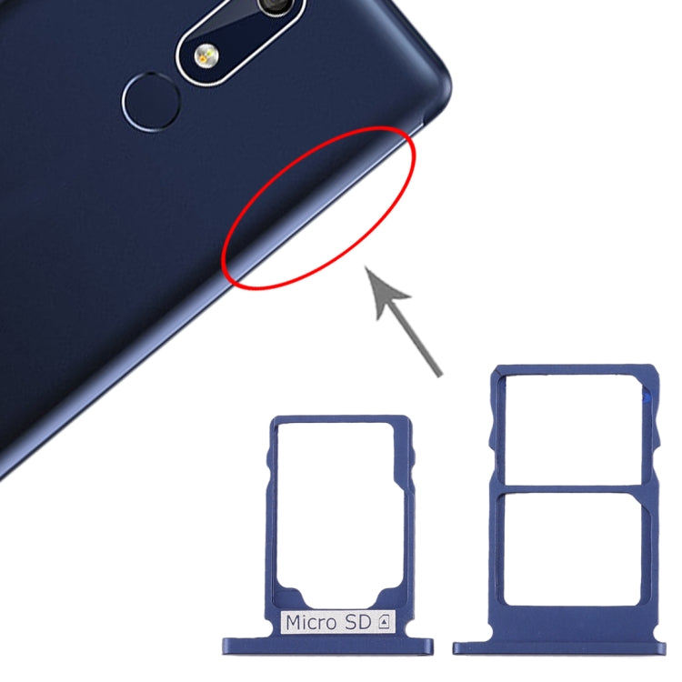 Tiroir Carte SIM + Tiroir Carte SIM + Tiroir Carte Micro SD pour Nokia 5.1 TA-1075