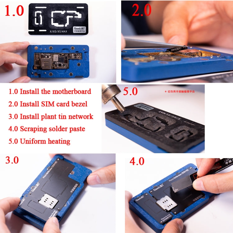 Plate-forme de pochoir de reballage Qianli BGA pour iPhone X / XS / XS Max