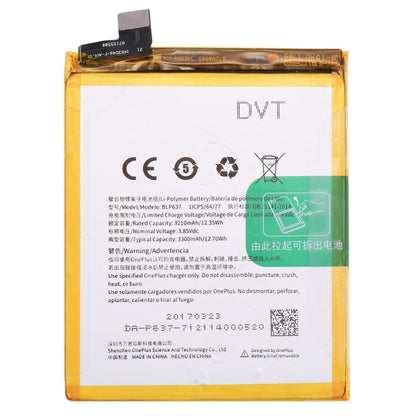3210 mAh pour batterie Li-polymère rechargeable OnePlus 5