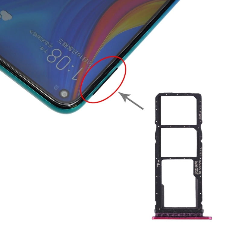 Tiroir Carte SIM + Tiroir Carte SIM + Tiroir Carte Micro SD pour Huawei Enjoy 10 / Honor Play 3, For Huawei Enjoy 10, For Huawei Enjoy 10 (Dark Blue), For Huawei Enjoy 10(Purplish Red)