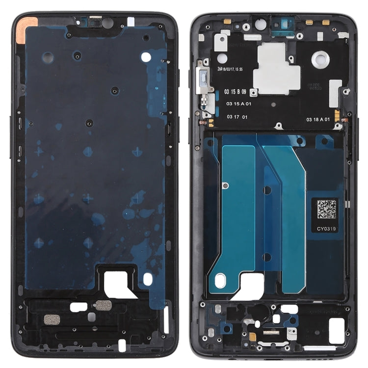 Pour OnePlus 6, boîtier avant, cadre LCD, plaque de lunette avec touches latérales