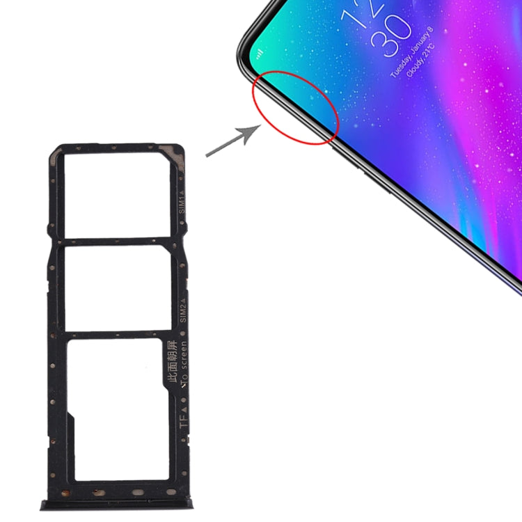 Pour OPPO Realme 3 Plateau de carte SIM + Plateau de carte SIM + Plateau de carte Micro SD, For OPPO Realme 3, For Realme 3