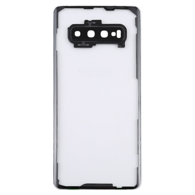Pour Samsung Galaxy S10 + SM-G9750 G975F couvercle arrière de batterie Transparent avec couvercle d'objectif d'appareil photo