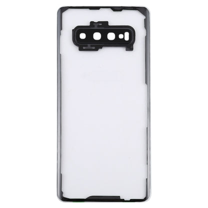 Pour Samsung Galaxy S10 + SM-G9750 G975F couvercle arrière de batterie Transparent avec couvercle d'objectif d'appareil photo