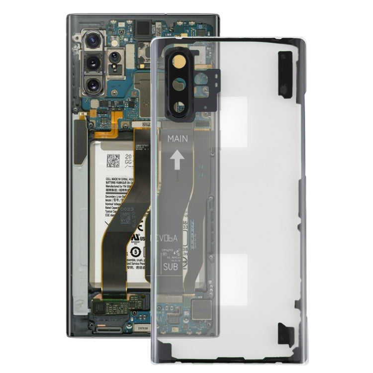 Pour Samsung Galaxy Note 10 + N975 N9750 couvercle arrière de batterie Transparent avec couvercle d'objectif d'appareil photo