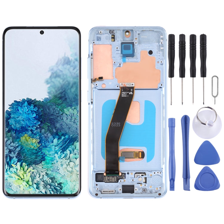 Écran LCD matériel AMOLED dynamique d'origine et numériseur assemblage complet avec cadre pour Samsung Galaxy S20 4G SM-G980, For Samsung Galaxy S20 4G(Frame), For Samsung Galaxy S20 4G, For Samsung Galaxy S20 4G (Original)(Blue)