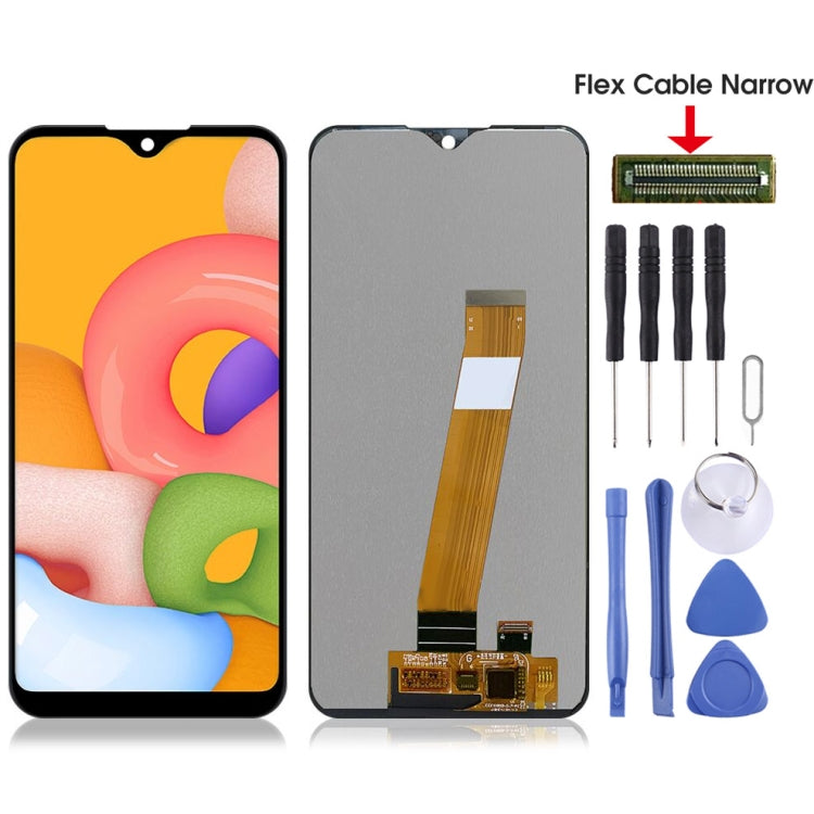 Écran LCD et numériseur en matériau TFT d'origine PLS, assemblage complet (câble flexible étroit) pour Galaxy A01