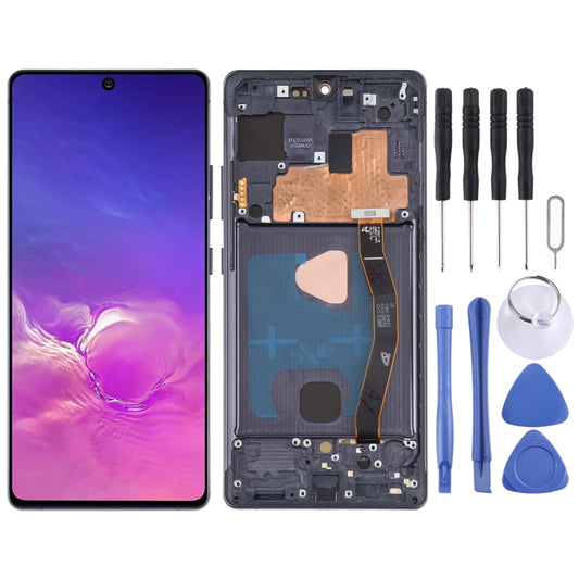 Écran LCD et numériseur en matériau Super AMOLED d'origine, assemblage complet avec cadre pour Galaxy S10 Lite, For Samsung Galaxy S10 Lite(Frame )