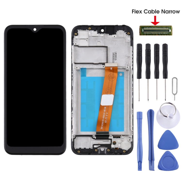 Écran LCD et numériseur complet avec cadre (câble flexible étroit) pour Samsung Galaxy A01