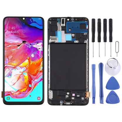 Écran LCD matériel TFT et numériseur complet avec cadre pour Samsung Galaxy A70 (ne prenant pas en charge l'identification par empreinte digitale)