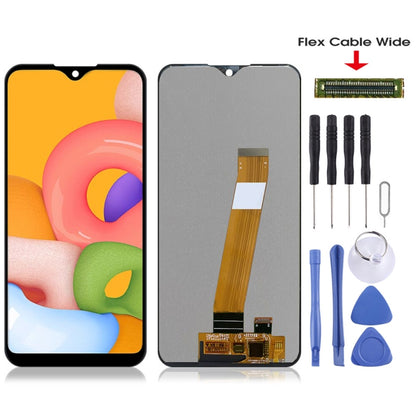 Écran LCD et numériseur d'origine PLS TFT, assemblage complet (câble flexible large) pour Samsung Galaxy A01