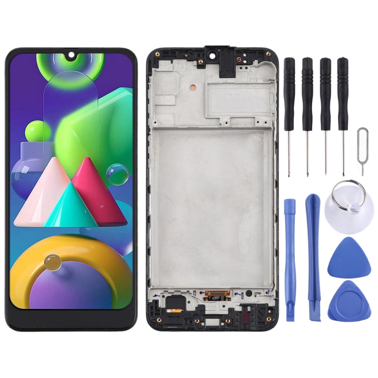 Écran LCD matériel TFT et assemblage complet de numériseur avec cadre pour Samsung Galaxy M21 / SM-M215