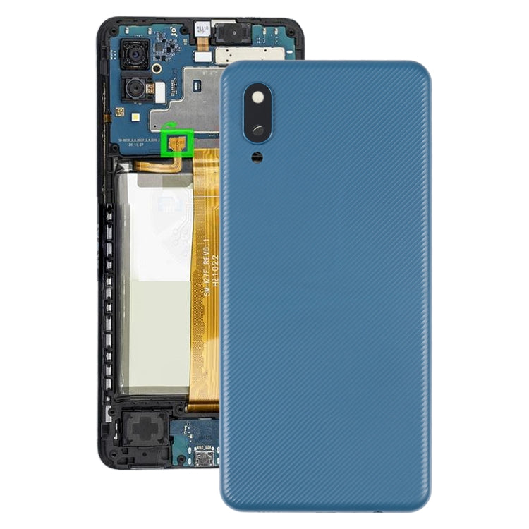 Coque arrière de batterie pour Samsung Galaxy A02, avec couvercle d'objectif d'appareil photo
