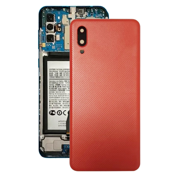 Coque arrière de batterie pour Samsung Galaxy A02, avec couvercle d'objectif d'appareil photo