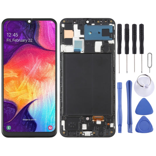 Écran LCD matériel OLED et assemblage complet de numériseur avec cadre pour Samsung Galaxy A50 SM-A505