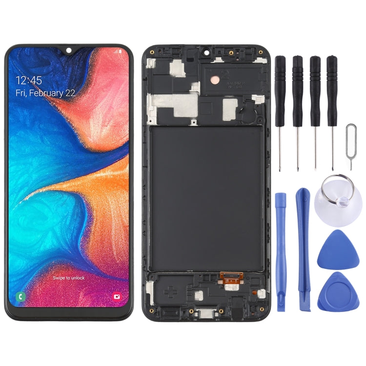 Écran LCD matériel OLED et assemblage complet de numériseur avec cadre pour Samsung Galaxy A20 SM-A205