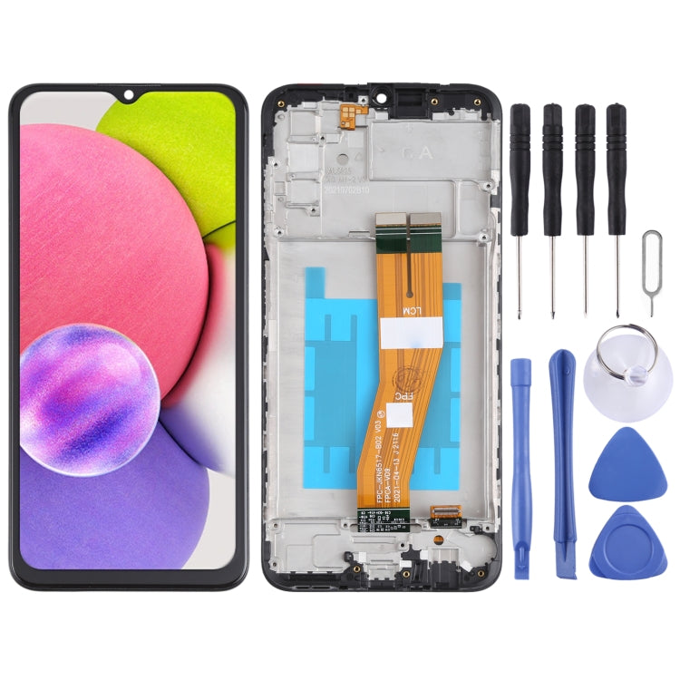 Écran LCD d'origine et numériseur complet avec cadre pour Samsung Galaxy A03s SM-A037
