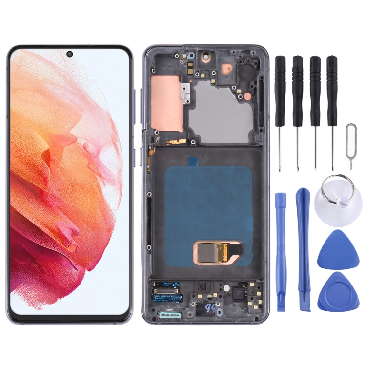 Écran LCD d'origine et numériseur, assemblage complet avec cadre, pour Samsung Galaxy S21 4G/S21 5G SM-G990 SM-G991, For Samsung Galaxy S21 4G/S21 5G