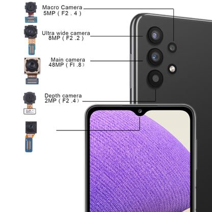 Pour Samsung Galaxy A32 5G SM-A326B ensemble de caméra d'origine (profondeur + Macro + large + caméra principale + caméra frontale)