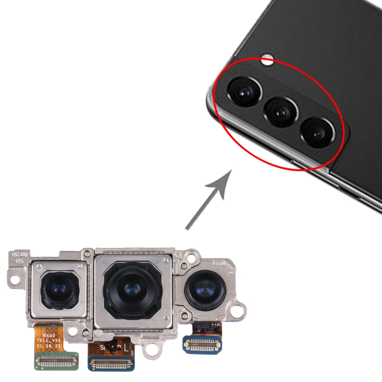 Pour Samsung Galaxy S22 + 5G SM-S906B ensemble de caméra d'origine (téléobjectif + grand angle + caméra principale)