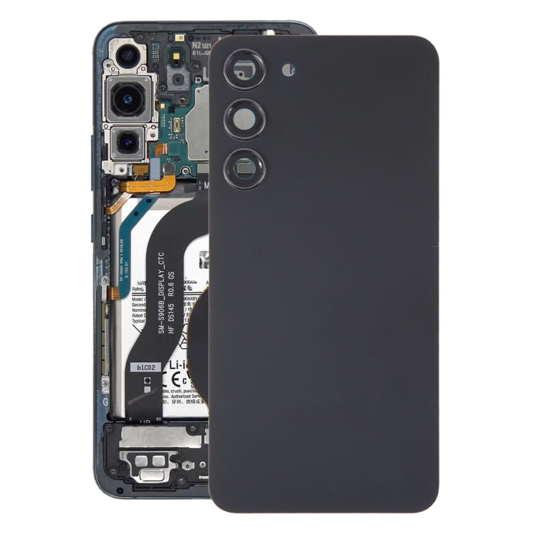 Couvercle arrière de batterie en verre OEM pour Samsung Galaxy S23 + SM-S916B, avec couvercle d'objectif d'appareil photo
