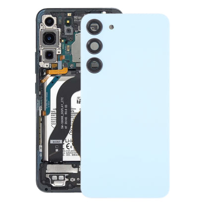 Couvercle arrière de batterie en verre OEM pour Samsung Galaxy S23 + SM-S916B, avec couvercle d'objectif d'appareil photo