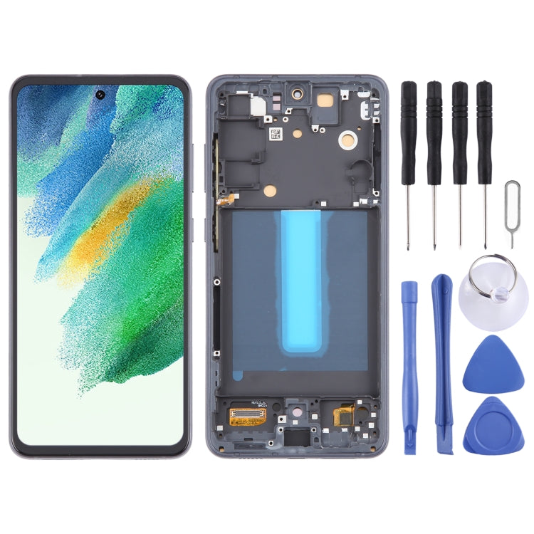 Pour Samsung Galaxy S21 FE 5G SM-G990B 6,36 pouces OLED LCD écran numériseur assemblage complet avec cadre