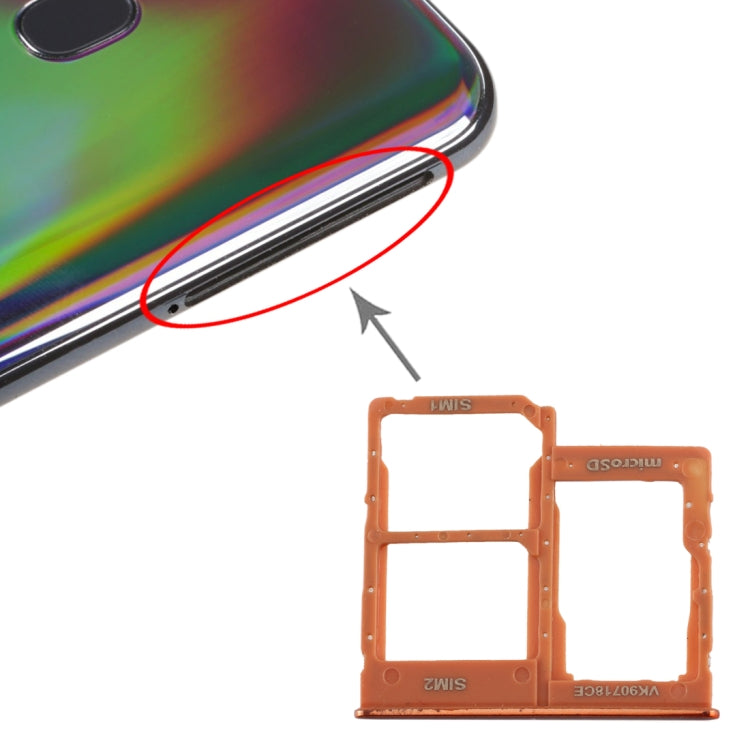 Pour Galaxy A40 Plateau de carte SIM + Plateau de carte SIM + Plateau de carte Micro SD